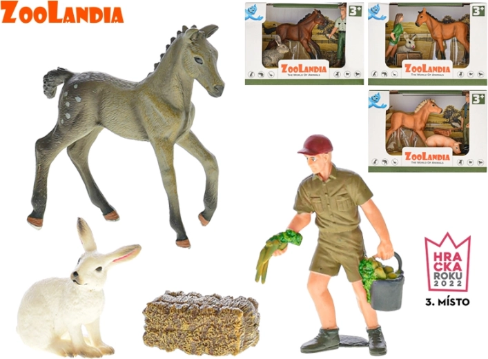 Zoolandia farm – loomakeste ja tarvikute komplekt (4 tüüpi) karbis