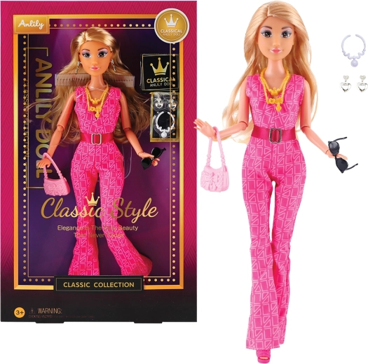 Hand puppet doll with pink dress