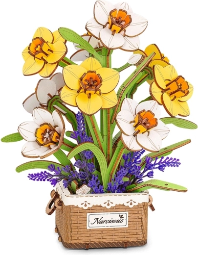 Robotime Rowood 3D Wooden Puzzle – Daffodils in a Basket