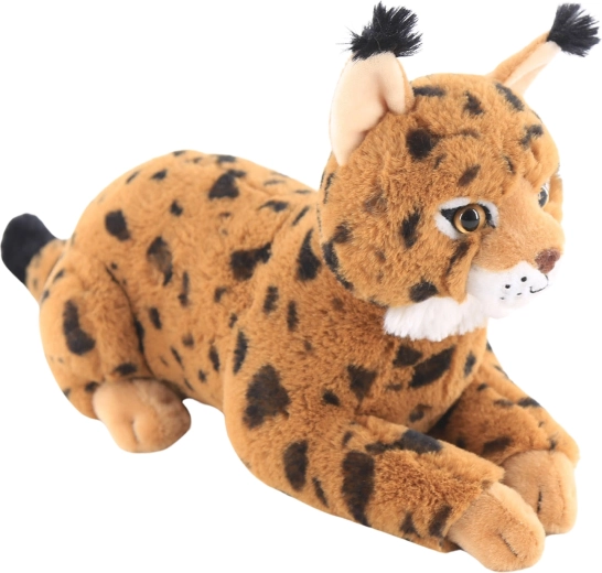 Plüüsist punane ilves lamavas asendis 30 cm