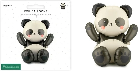 PartyDeco fooliumõhupall Panda 68 × 72 cm