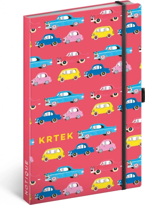 Lined notebook with hard cover 13 × 21 cm with elastic band and pen loop