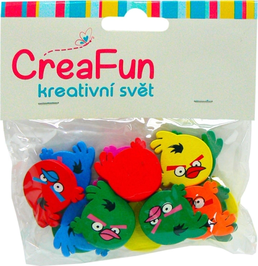 Angry Birds puidust dekoratsioonid 15 tk, läbimõõt 25 mm