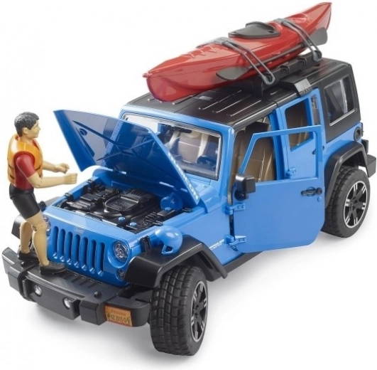 Bruder Jeep Wrangler Rubicon kajaki ja figuuriga 1:16