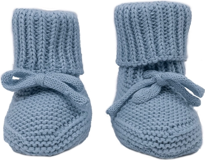 Lodger knitted booties blue fogg 0–6 months