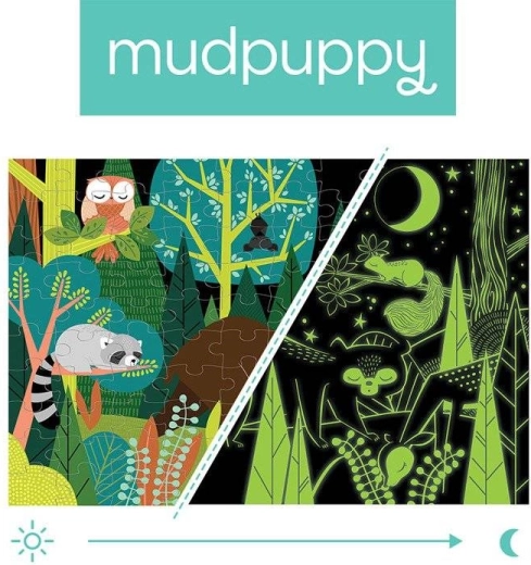 Mudpuppy - Glowing in the Dark Forest World Puzzle 100 Pieces