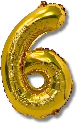 Kuldne fooliumõhupall number 6, 40 cm