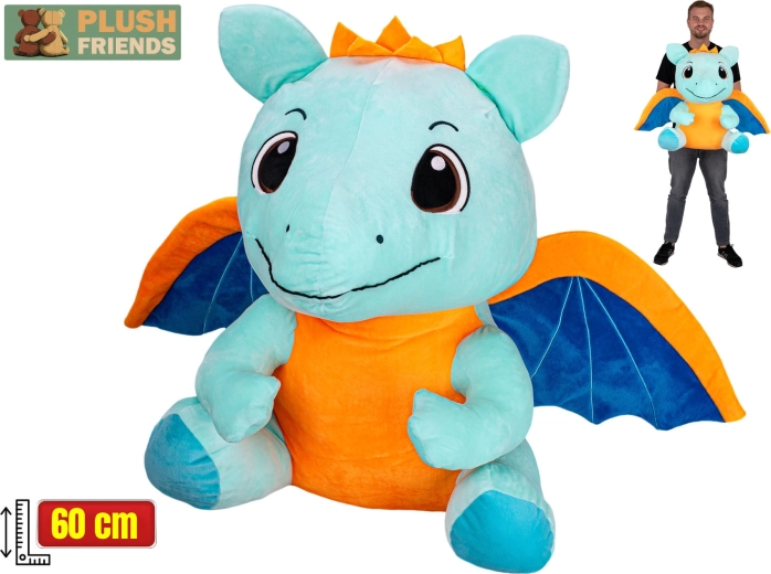 Plush Friends helesinine plüüsist draakon 60 cm (istuvas asendis)