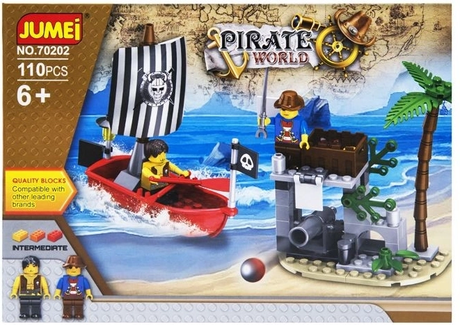 Jumei Pirate World ehituskomplekt 110 osaga, piraadilaev ja valvetorn – 1 tk