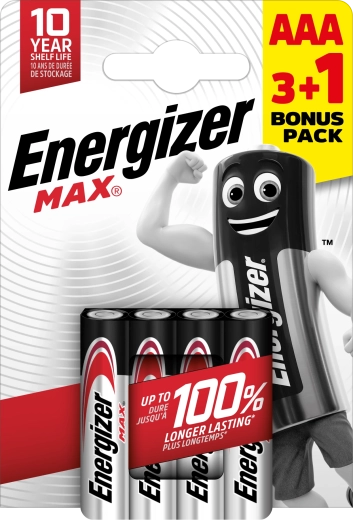 Energizer Max AAA aluselised patareid 4 tk (3+1 tasuta)