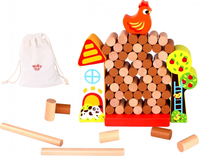 Tooky Toy puidust mäng „Kukk kukub” – talu