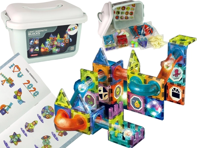 Ball Run Slides Illuminated Track Magnetic 75 Pieces