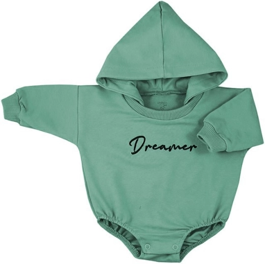 Koala Dreamer green baggy baby bodysuit with hood