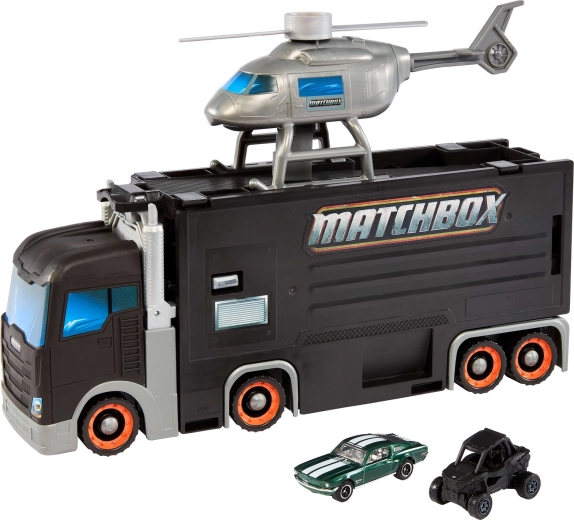 Helicopter and 2 metal cars included