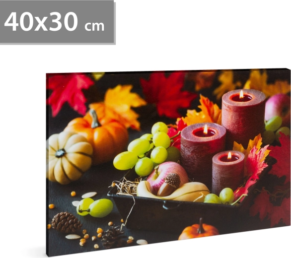 LED Picture with Candles, 40 × 30 cm