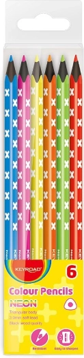 Keyroad Neon Triangular Colored Pencils, 6 pcs