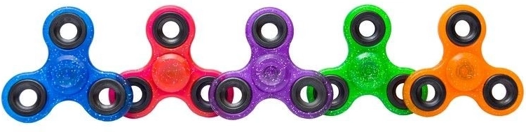 Glitter fidget spinner 7.5 cm – assorted colors - 1 piece