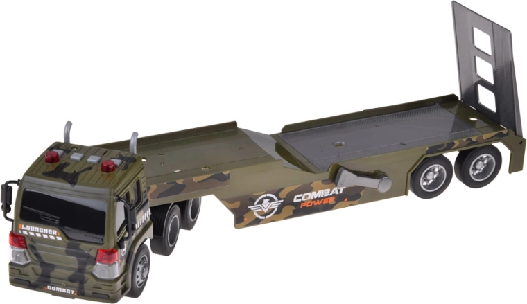 Transport truck with detachable trailer and ramp