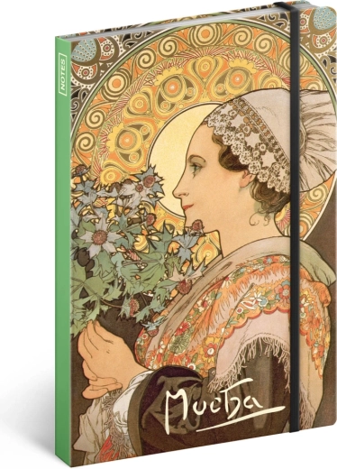 Notique märkmik Alfons Mucha – Ohakas, jooneline, 13 × 21 cm