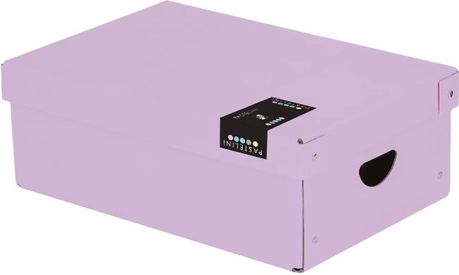 Laminated cardboard box with lid PASTELINI small purple 355 × 240 × 95 mm