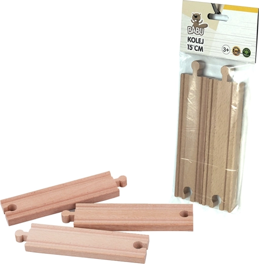 BABU puidust sirged rööpad 15 cm – komplekt 2 tk