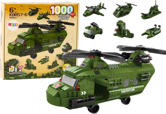 Military Green Helicopter Building Kit 1000 pcs