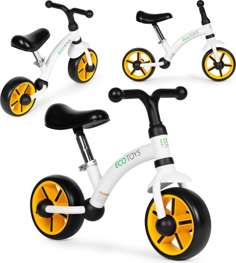 ECOTOYS laste jooksuratas EVA rataste ja reguleeritava sadulaga, must