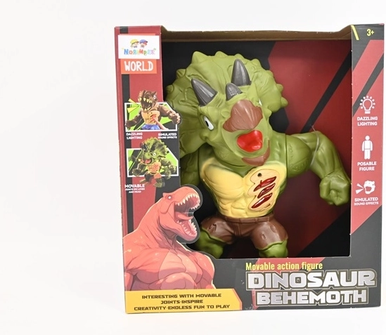 Behemoth dinosaurus triceratops valguse ja heliga 21 cm