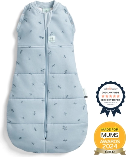ErgoPouch mähkimistekk ja magamiskott 2-ühes Cocoon dragonflies 2,5 tog (0–3 kuud, 3–6 kg)