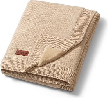 Babyono baby blanket made of natural cotton with a flannel lining 75 × 100 cm light beige
