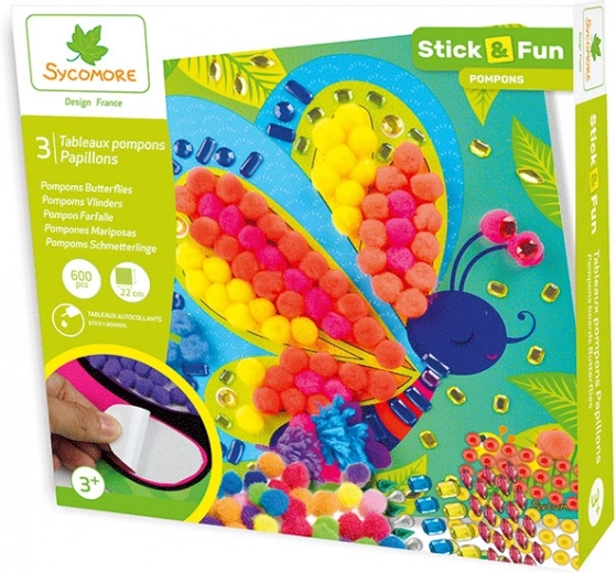 Stick & Fun kaunistamine pompoonidega Liblikad