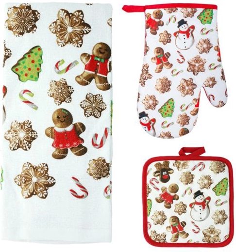 Kitchen Set Gingerbread – Oven Mitt, Pot Holder and Towel
