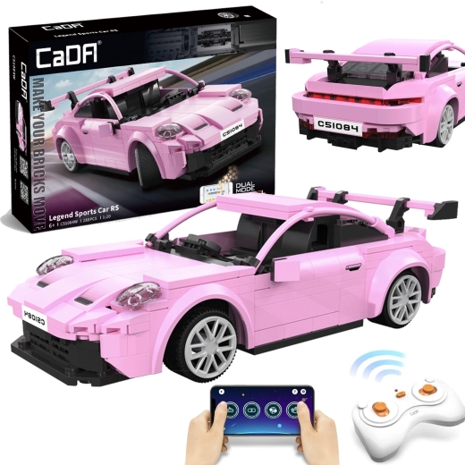 CaDA ehituskomplekt võidusõidu sportauto RC roosa, 280 detaili, Dual Mode