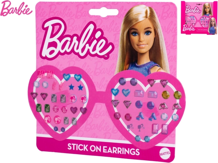 Kleebitavad kõrvarõngad BARBIE – 28 paari komplekt lastele