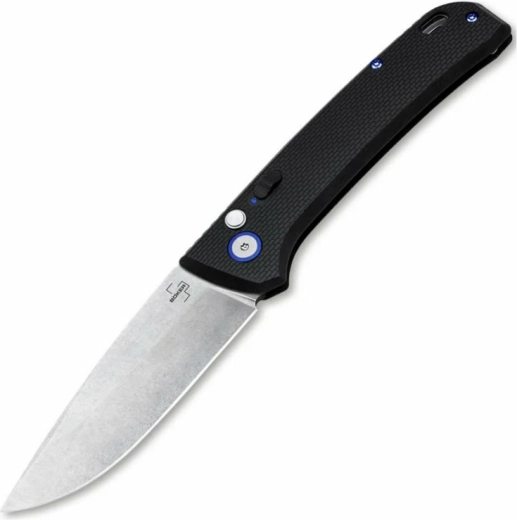 Böker Plus FRND Silver automaatne taskunuga 8,5 cm, stonewash, must, Grivory