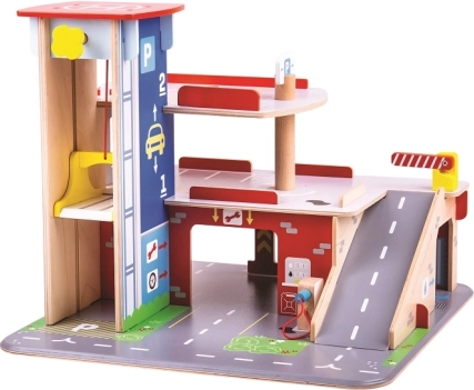 Puidust garaaž parkimismajaga BIGJIGS TOYS