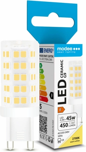 LED bulb G9 ceramic 4.3 W warm white