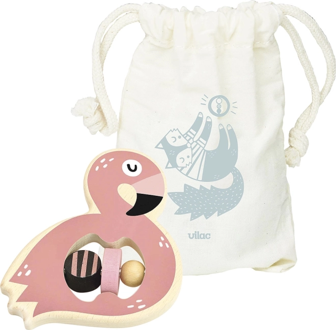 Puidust kõristi flamingo
