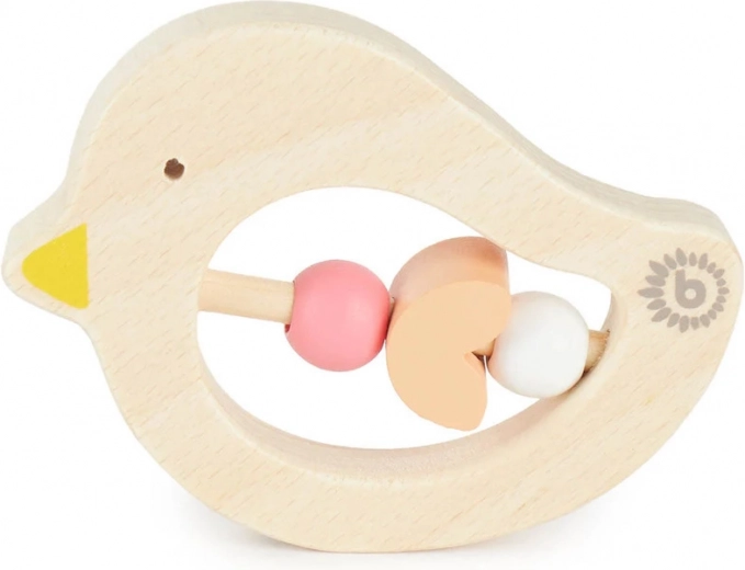Bieco wooden teether with pink beads – bird