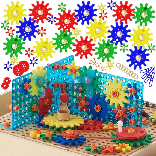 MASTERKIDZ STEM Gear and Pulley Set, 198 pieces