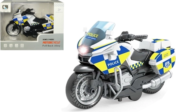 Police motorcycle with light and sound
