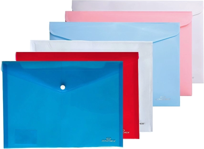 A4 Snap Button Document Folders – mixed colors CONCORDE