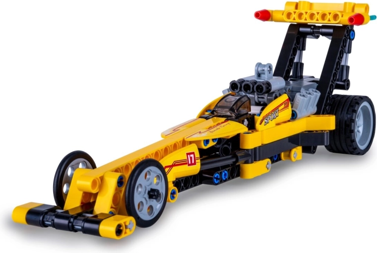 CaDA Drag Racing Building Set Yellow Dragster 1:29