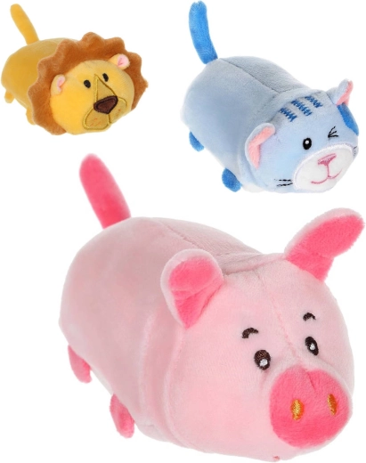 Plush animal on wheels with pull-back action 10 cm - 1 piece