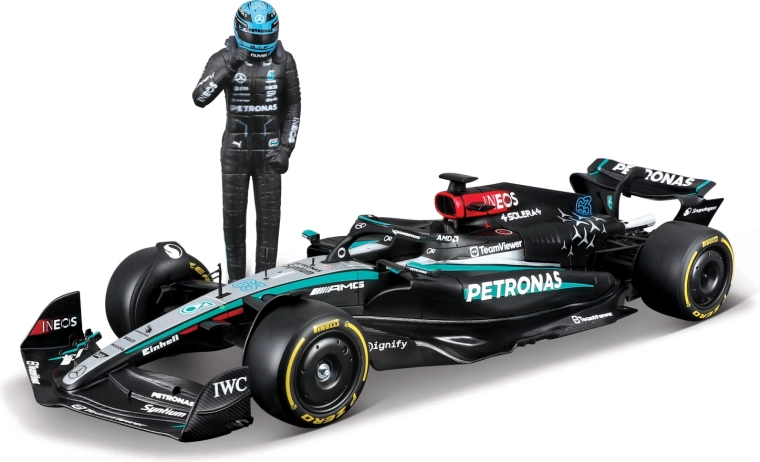 Bburago F1 mudel Mercedes-AMG Petronas W15 2024 George Russell 1:24 koos figuuriga