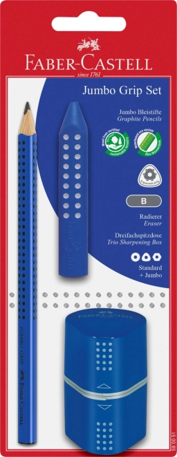 Grafiitpliiats Faber-Castell Grip Jumbo tarvikutega, sinine