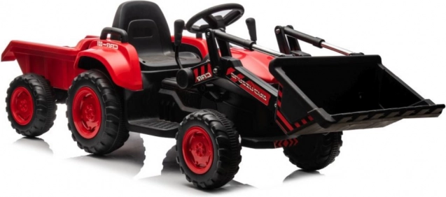 Laste punane traktor laetava aku ja kopaga