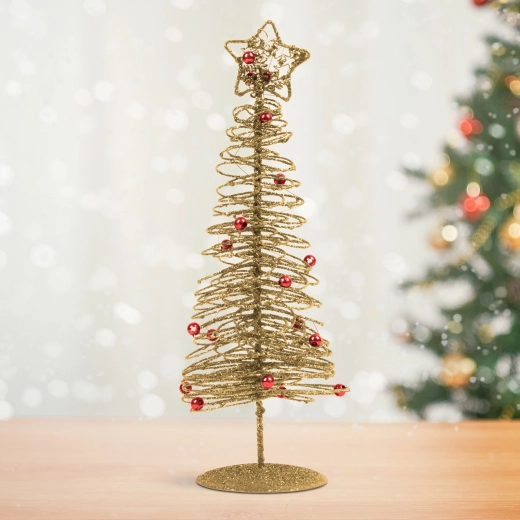 Glittering Gold Metal Christmas Tree 28 cm
