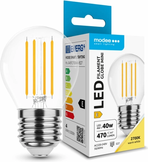 LED-lamp Modee Filament Globe Mini G45 4 W E27, 430 lm, soe valge