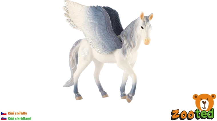 Zooted valge ja hall tiivuline hobune Pegasos 14 cm